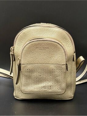 HENRI BENDEL Metallic Gold Leather Influencer Mini Convertible Backpack